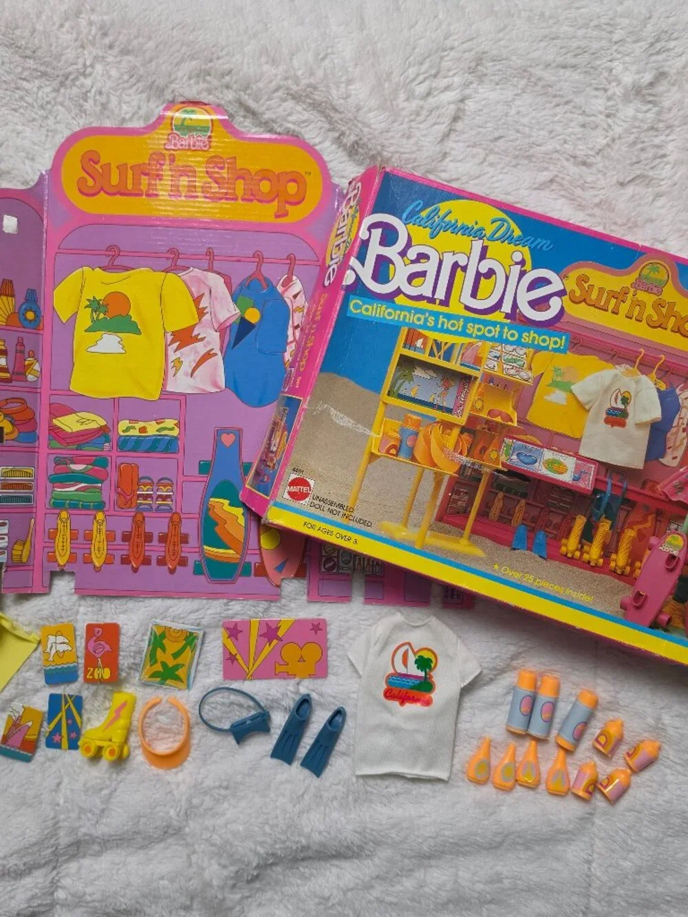 Vintage 1987 Barbie California Dream Surf n Shop Playset Box Accessories 4461